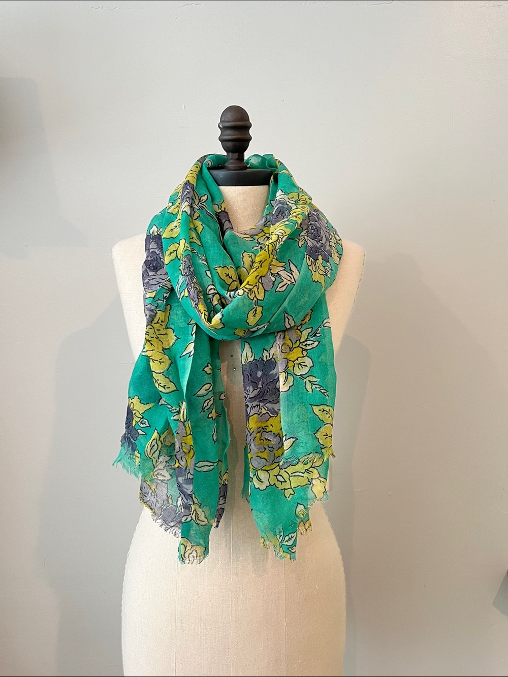 Anthropologie Green floral scarf wrap